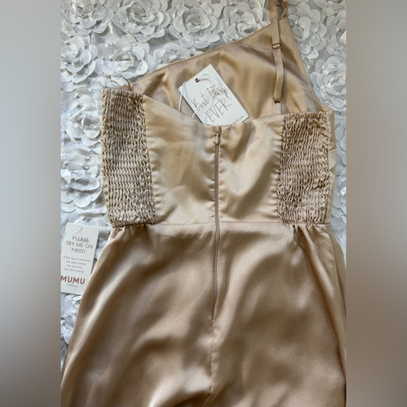 NWT Los Angeles Show Me Your Mumu Shannon One Shoulder Dress Champagne Sz XS - Picture 14 of 14